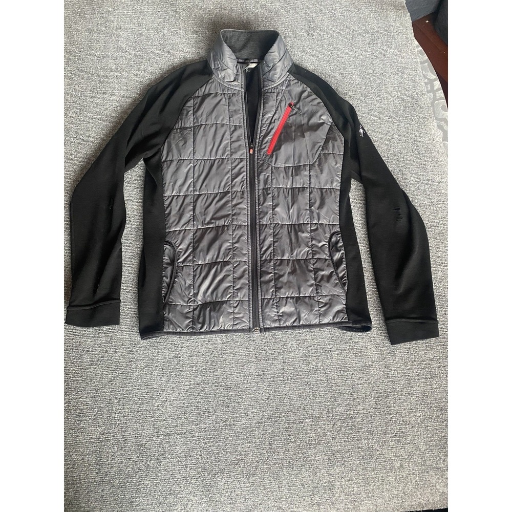 Smartwool PhD SmartLoft Divide Jacket Men's L Black Gray Quilted Full Zip Wool